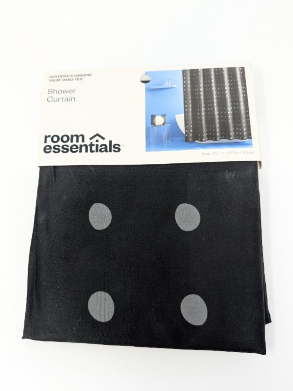Room Essentials Moon Phase Shower Curtain - Black/Gray Celestial - 72" x 72"